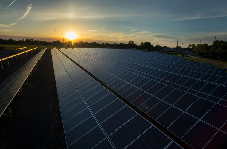 Solar panels at the University of Louisiana at Lafayette alternative energy center