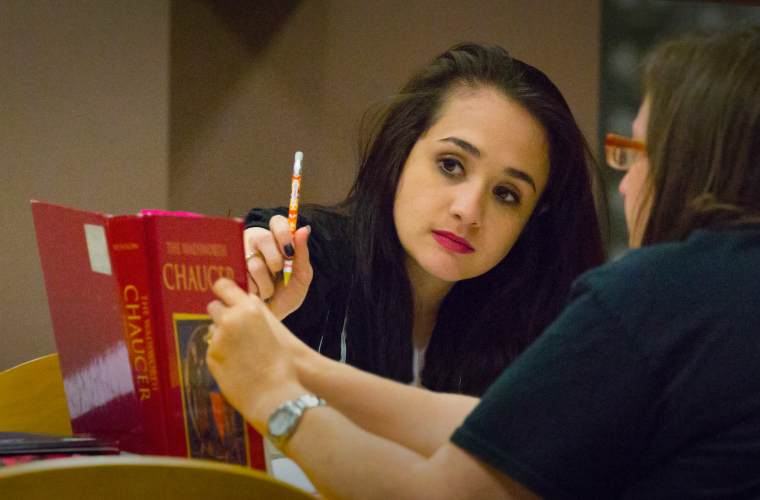 UL Lafayette students study Chaucer at library table