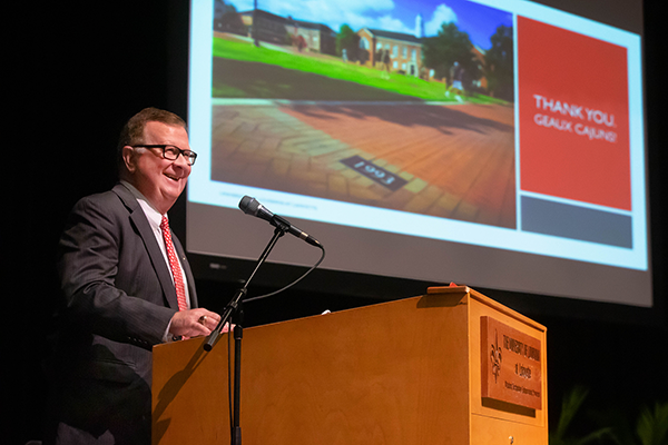 Dr. Joseph Savoie, UL Lafayette president, concludes his annual State of the University address