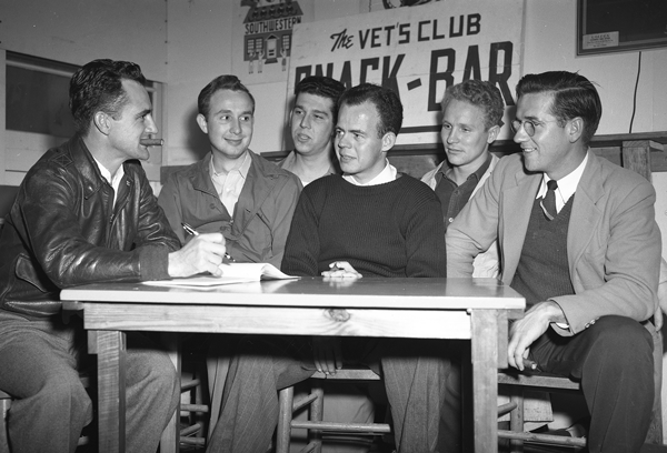 Members of UL Lafayette's 1948 Veterans club gather at campus Snack Bar