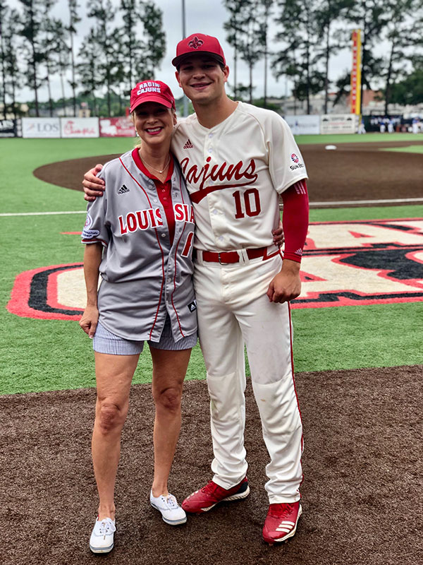Louisiana Ragin' Cajun student-athlete Alex Hannie on the baseball diamond at UL Lafayette