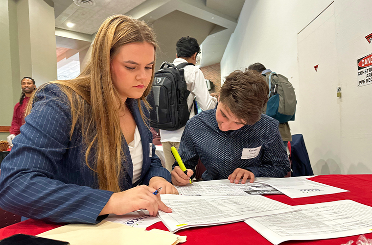 Students preparing for the Career Fair interactions