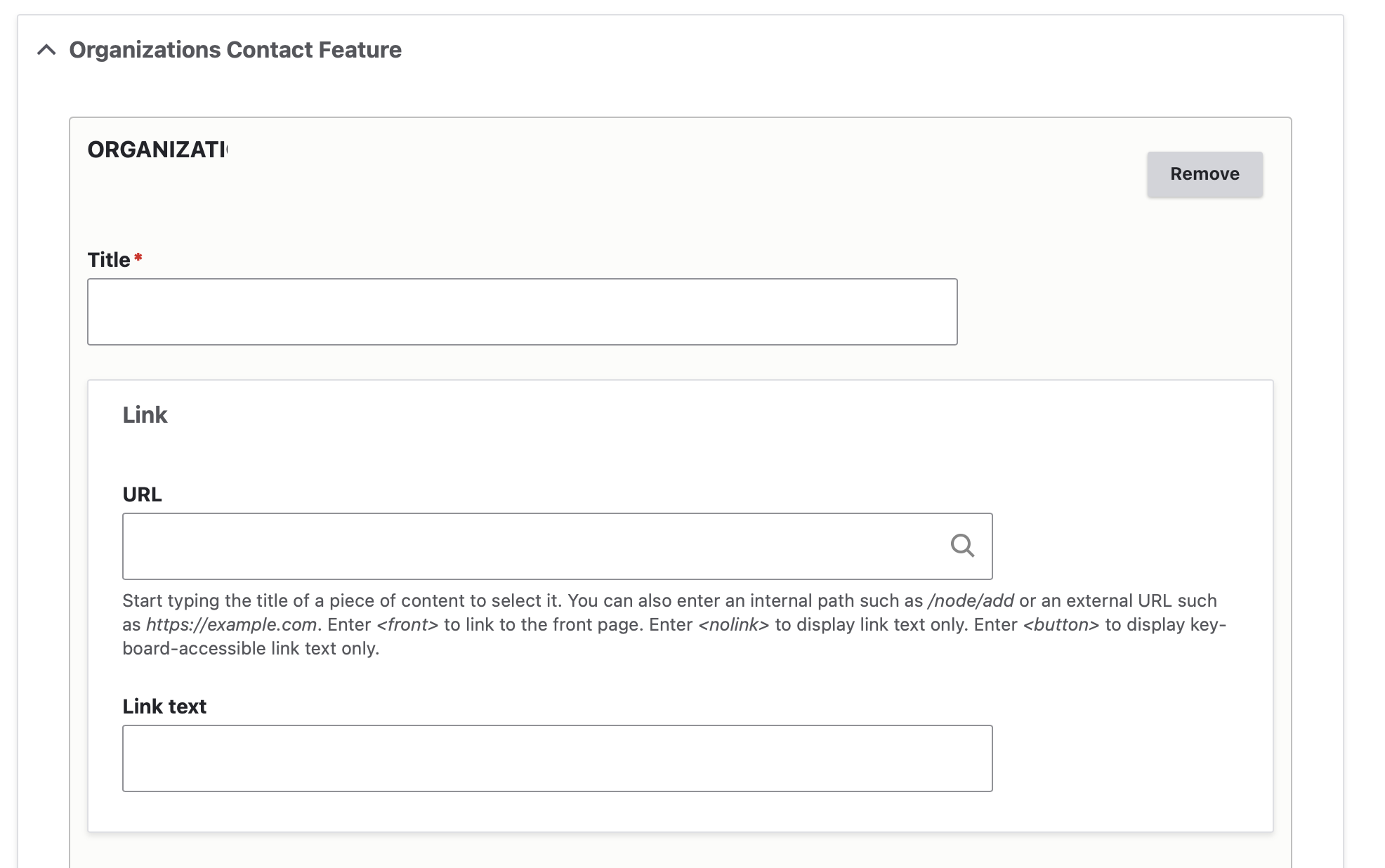 screenshot of backend: organizations intro