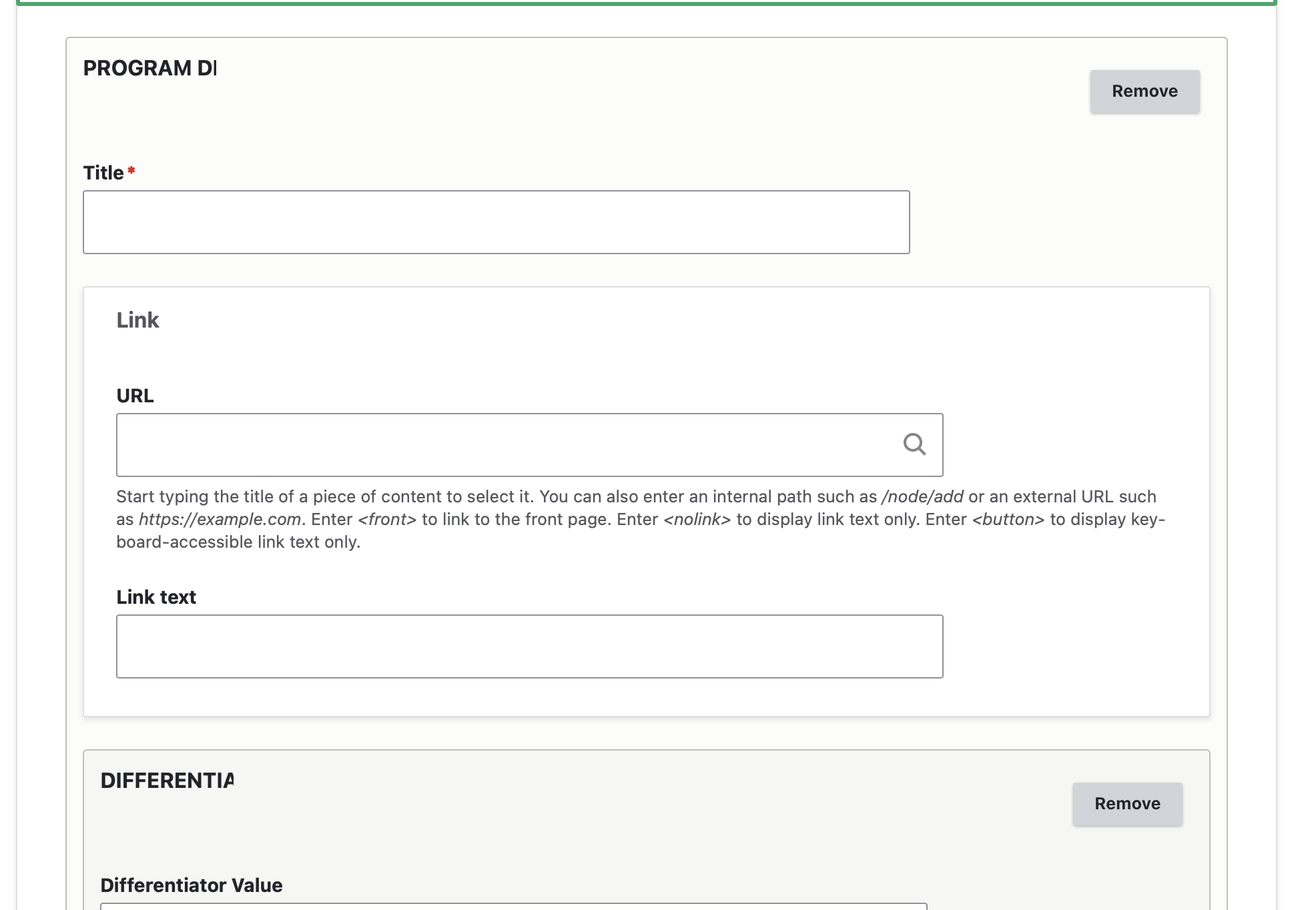 screenshot of backend: differentiators