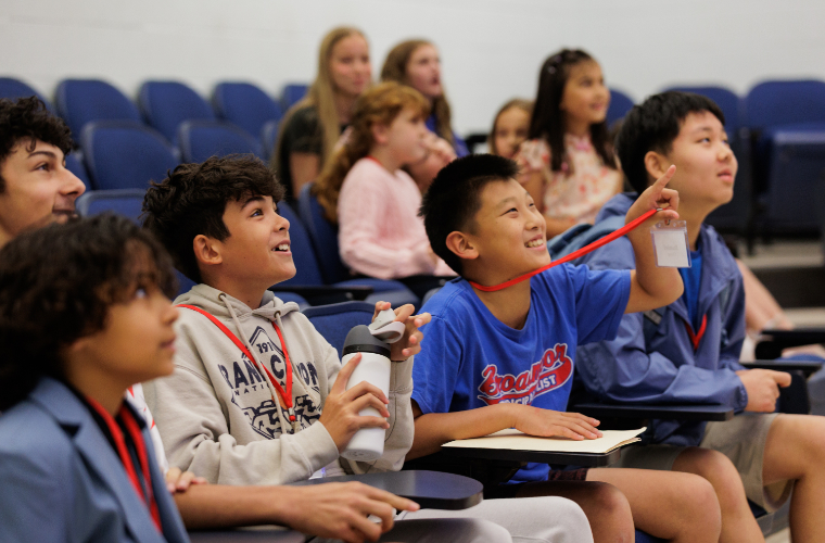 Music students learning in the classroom