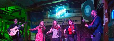 UL tradtional music students perform on stage at local venue during Festival Internationale