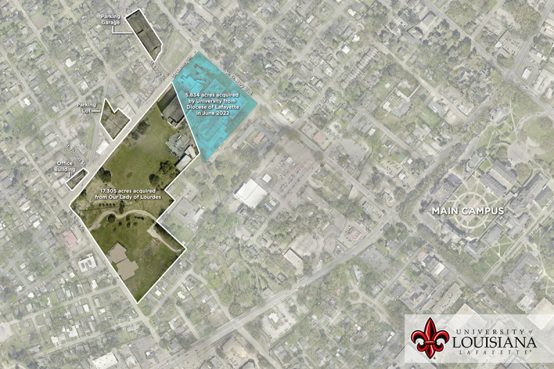Map showing property acquired from Lourdes