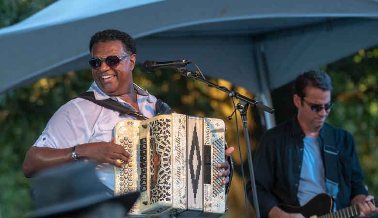 Chubby Carrier playing his accordion at Festivals Acadiens et Creoles