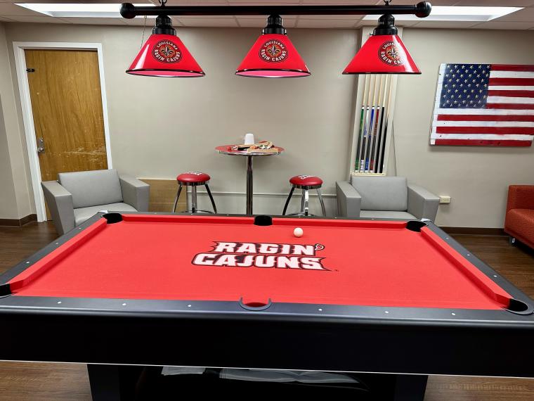 Pool table at the Veteran and Military Student Center