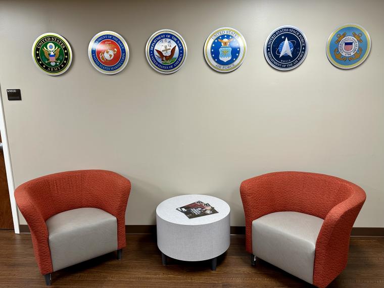 Wall of Seals in the Veteran and Military Student Center