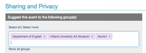 Screenshot of new calendar sharing system