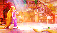 Animated image of Rapunzel sweeping